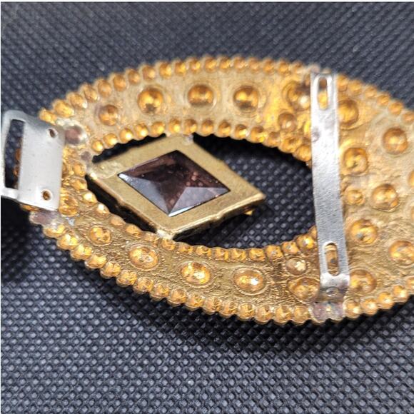 Vintage Art Deco Marquise Glass & Gold‎ Belt Buckle – Retro Accessory Find main image 12